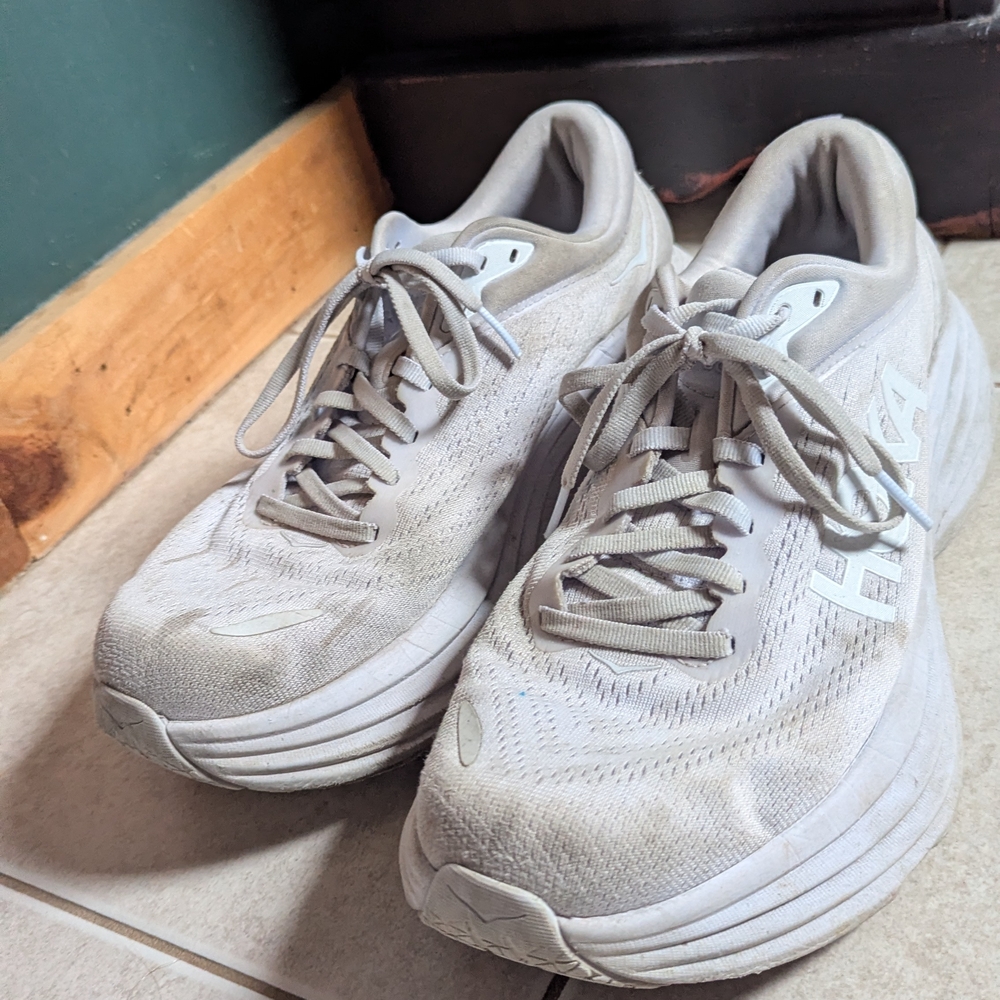 Hoka White and Gray Sneakers